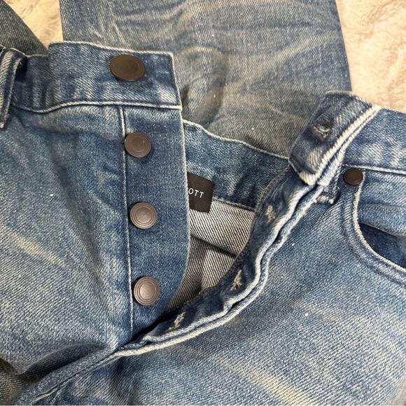 John Elliott Size 30 Mens Blue The Cast 2 Jeans White Paint Speck Speckled Hip - Picture 11 of 15